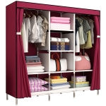 Fancy portable folding fabric wardrobe with metal tubes clothes storage wardrobe